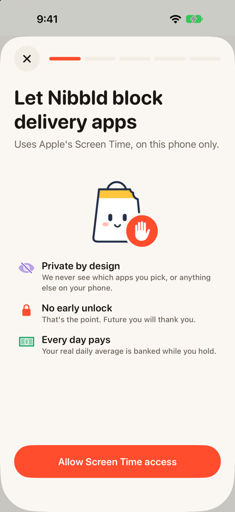 Nibbld Pro setup: let Nibbld block delivery apps with Screen Time