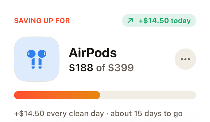Nibbld savings goal: AirPods, $188 of $399